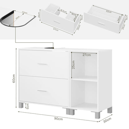 Meuble de rangement bas salle de bain blanche moderne - 14:29;200007763:201336101