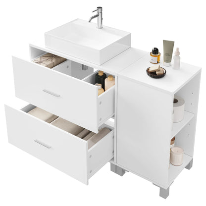 Meuble de rangement bas salle de bain blanche moderne - 14:29;200007763:201336101