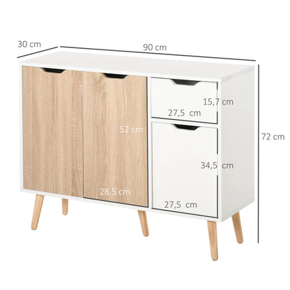 Meuble de rangement blanc et naturel en bois 90x30x72 cm - vente privée 14:29;200007763:201336104