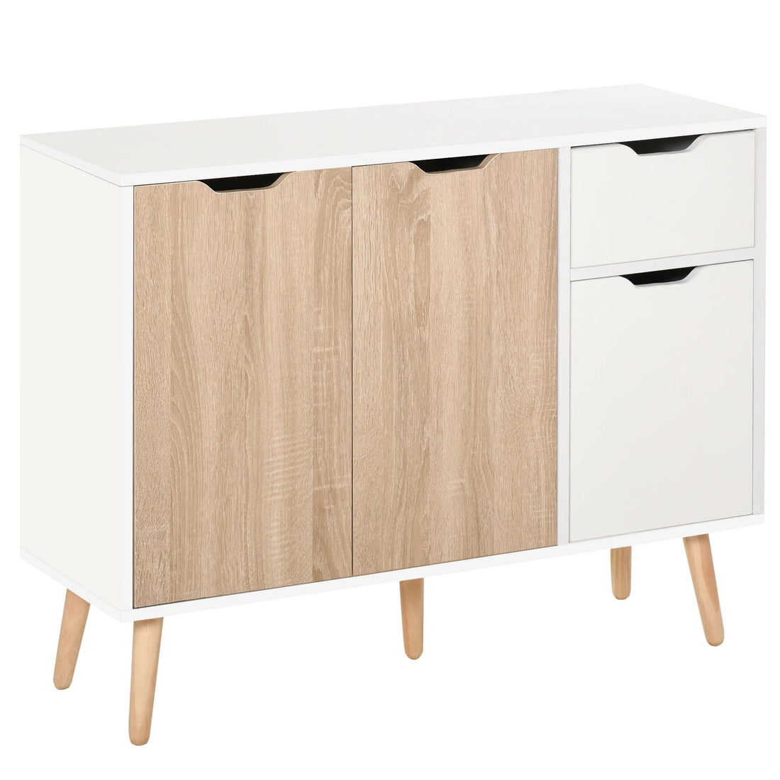 Meuble de rangement blanc et naturel en bois 90x30x72 cm - vente privée 14:29;200007763:201336104