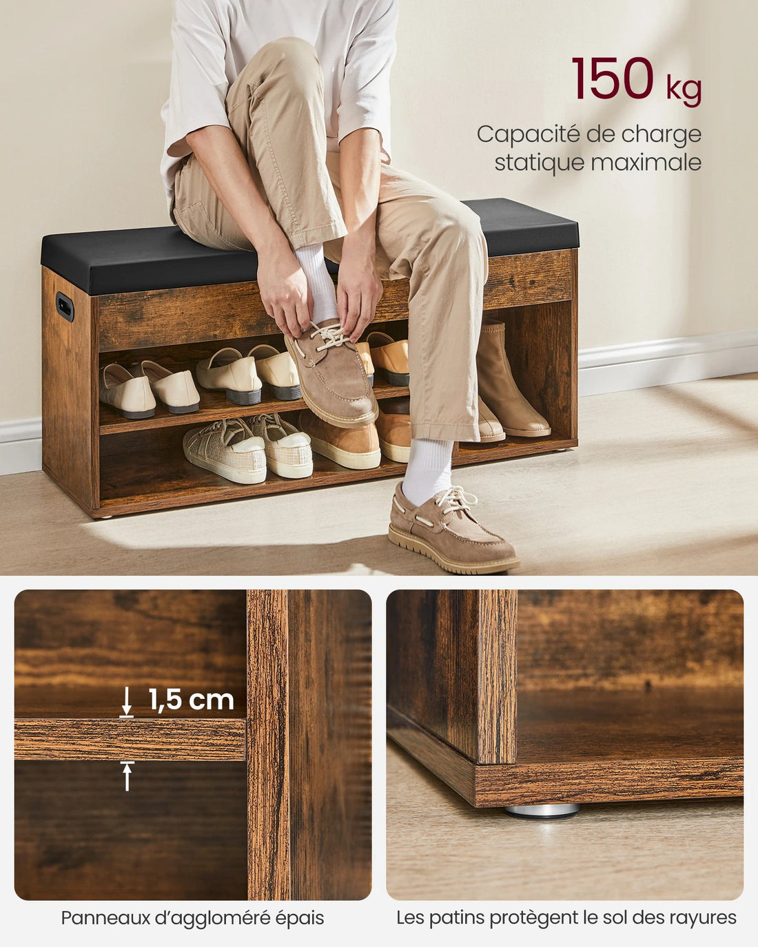 Meuble de rangement chaussures rustiques 30 x 100 x 44 cm, - vente privée 14:-1;200007763:201336101