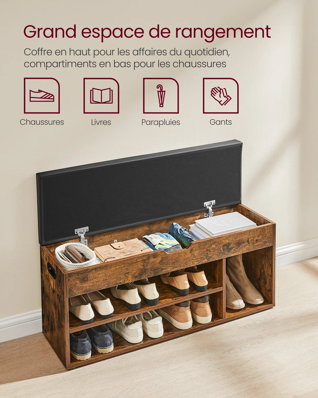 Meuble de rangement chaussures rustiques 30 x 100 x 44 cm, - vente privée 14:-1;200007763:201336101