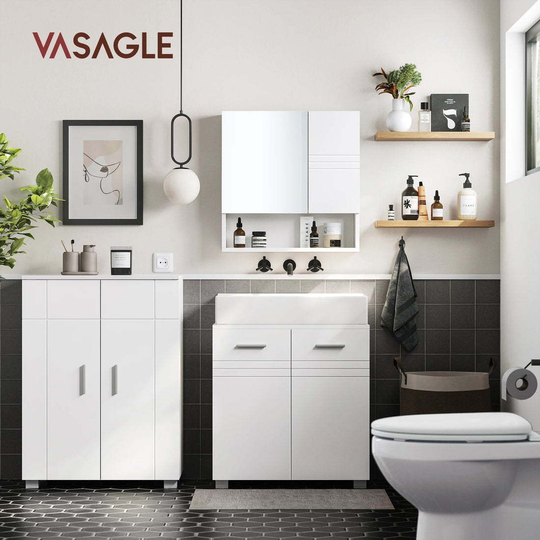 Meuble de rangement de salle de bain à double porte - vente privée 14:29Blanc;200007763:201336342