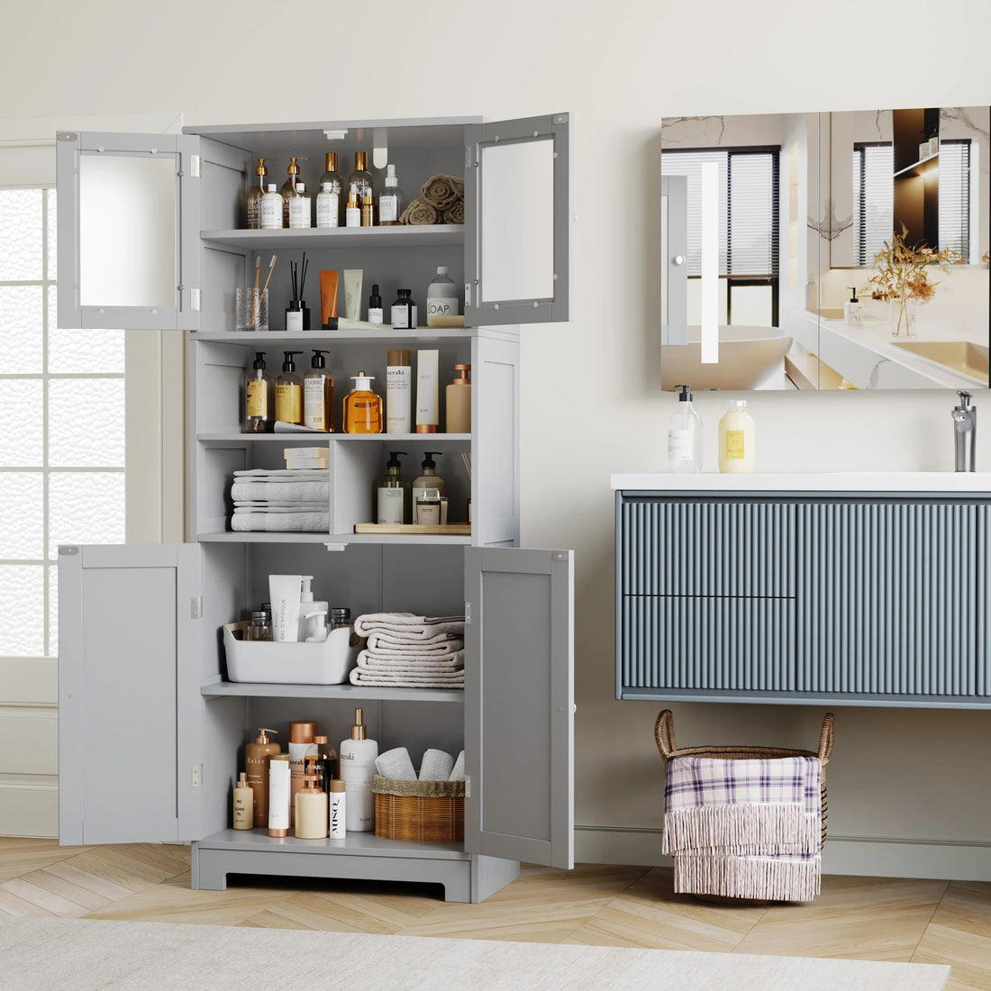 Meuble de rangement de style armoire de cuisine haute en bois - vente privée 14:29;200007763:201336101