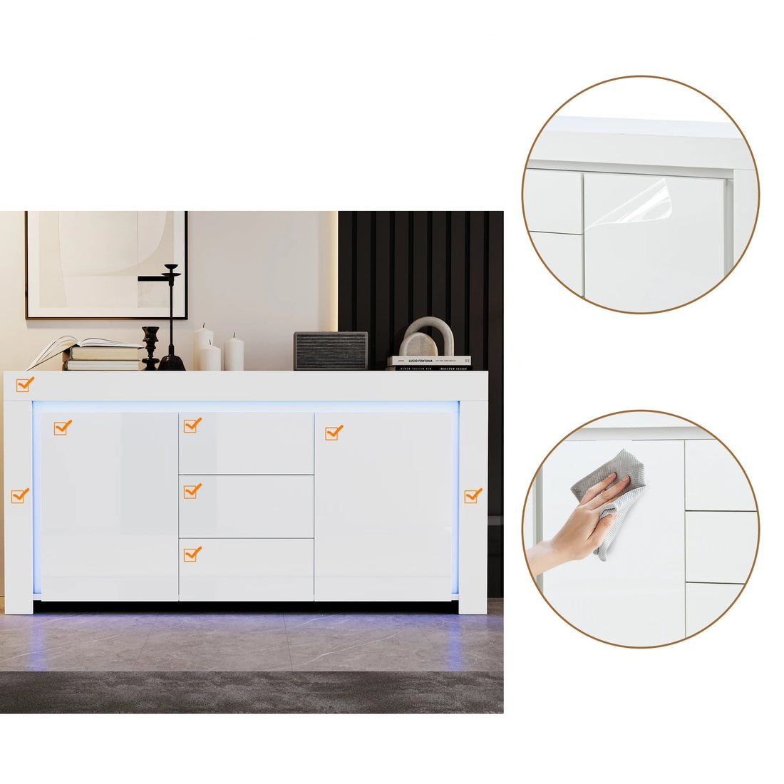 Meuble de rangement laquée brillante avec éclairage - vente privée 14:29