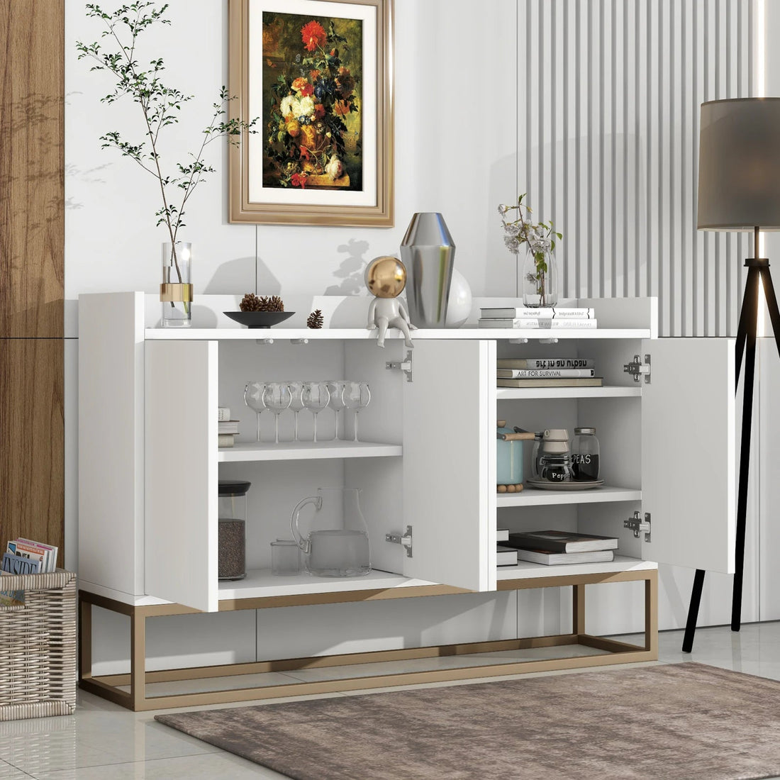 Meuble de rangement long et bas pour entrée ou salon - vente privée 14:29White;200007763:201336101