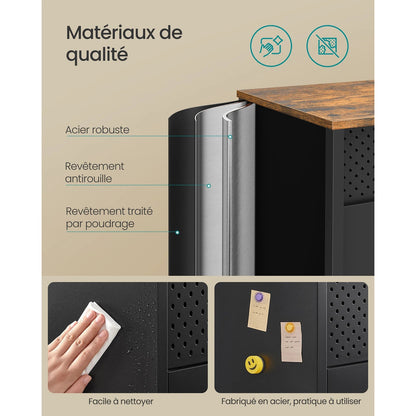 Meuble de rangement métallique à doubles portes - vente privée 14:193Marron Rustique et Noir Mat;200007763:201336101