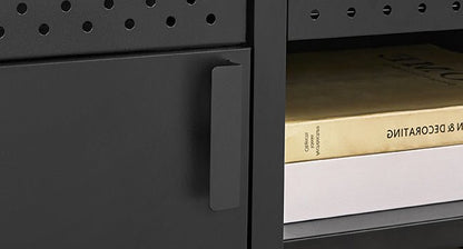 Meuble de rangement métallique à doubles portes - vente privée 14:193Marron Rustique et Noir Mat;200007763:201336101