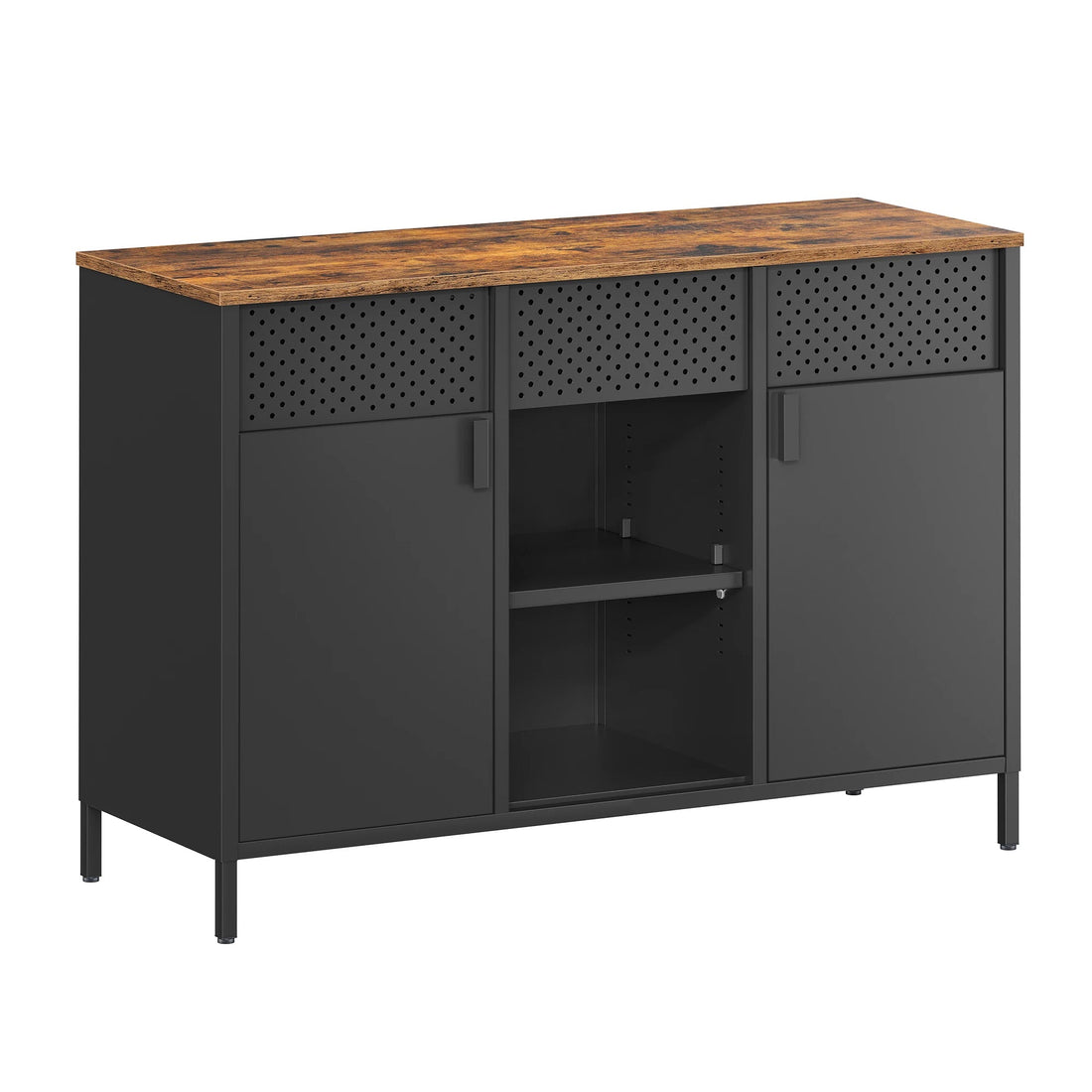 Meuble de rangement métallique à doubles portes - vente privée 14:193Marron Rustique et Noir Mat;200007763:201336101