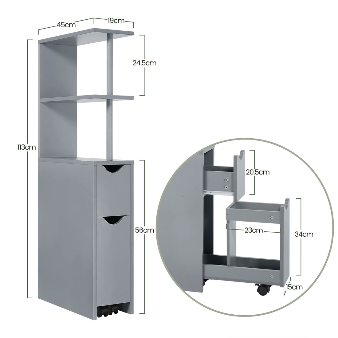 Meuble de rangement niche étroite de salle de bain - vente privée 14:200006151Gray;200007763:201336101