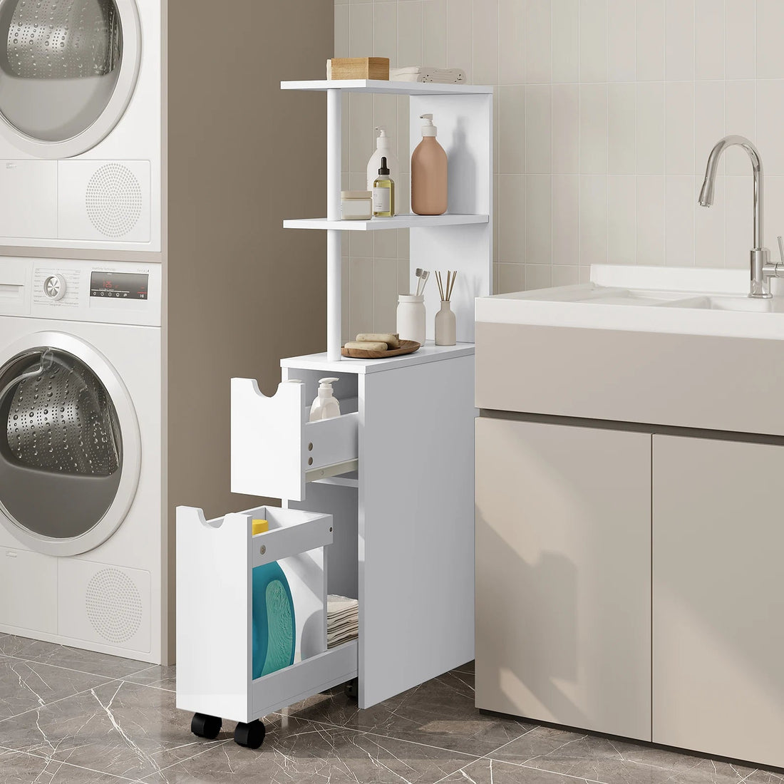 Meuble de rangement niche étroite de salle de bain - vente privée 14:200006151Gray;200007763:201336101