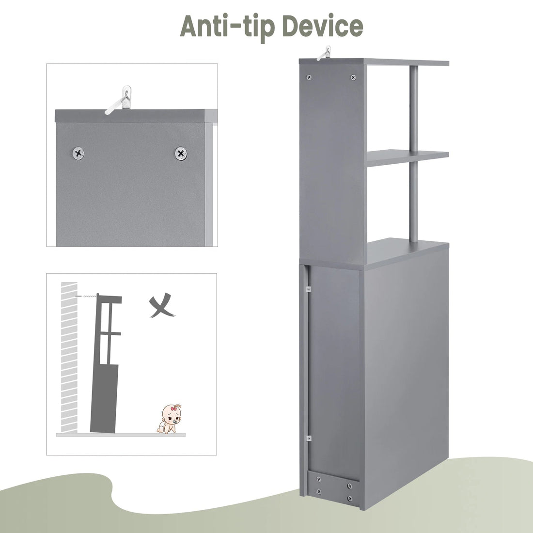 Meuble de rangement niche étroite de salle de bain - vente privée 14:200006151Gray;200007763:201336101