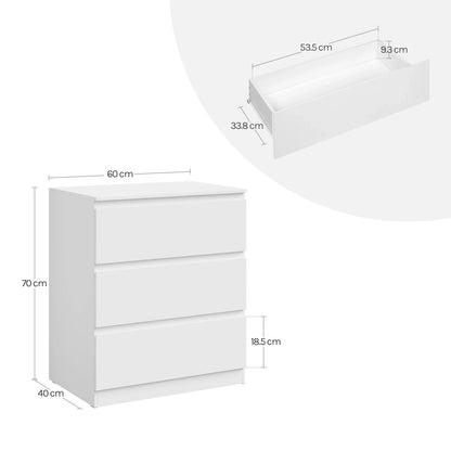 Meuble de rangement pour chambre blanche 60x70x40cm - vente privée 14:29White