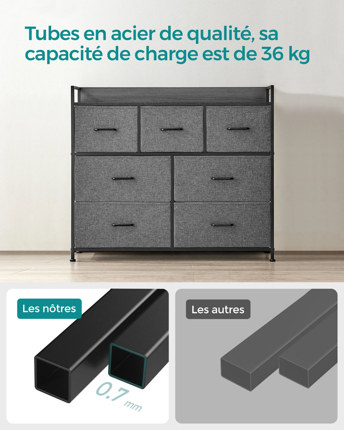 Meuble de rangement pour chambre structure en métal - vente privée 14:200844061Gris ardoise;200007763:201336101