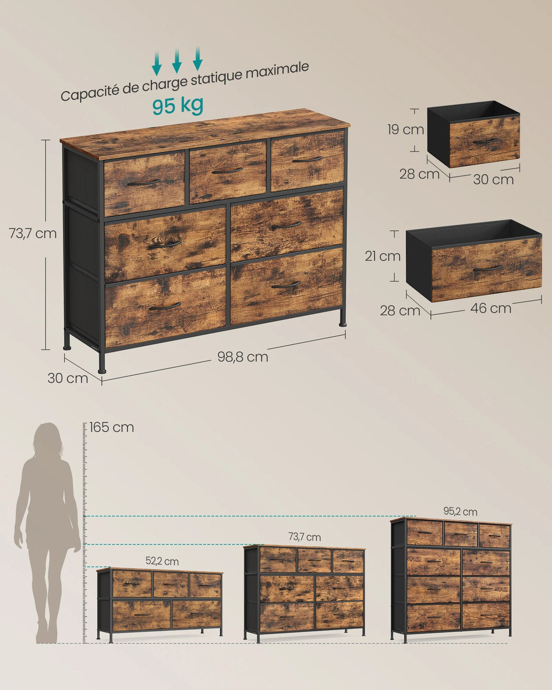 Meuble de rangement pour entrée en panneaux MDF - vente privée 14:365458Marron rustique;200007763:201336101