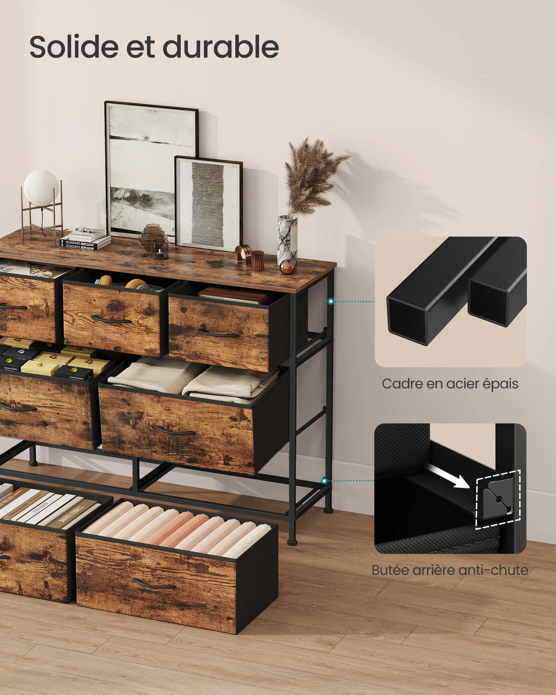 Meuble de rangement pour entrée en panneaux MDF - vente privée 14:365458Marron rustique;200007763:201336101