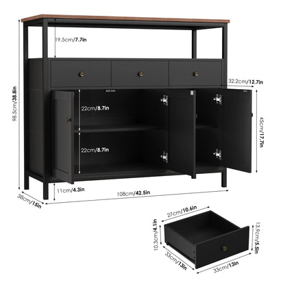 Meuble de rangement pour salle à manger 108x38x98.5 cm - 14:193Black;200007763:201336101