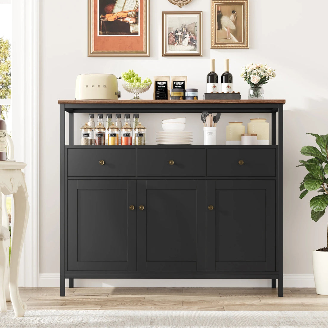 Meuble de rangement pour salle à manger 108x38x98.5 cm - vente privée 14:193Black;200007763:201336101