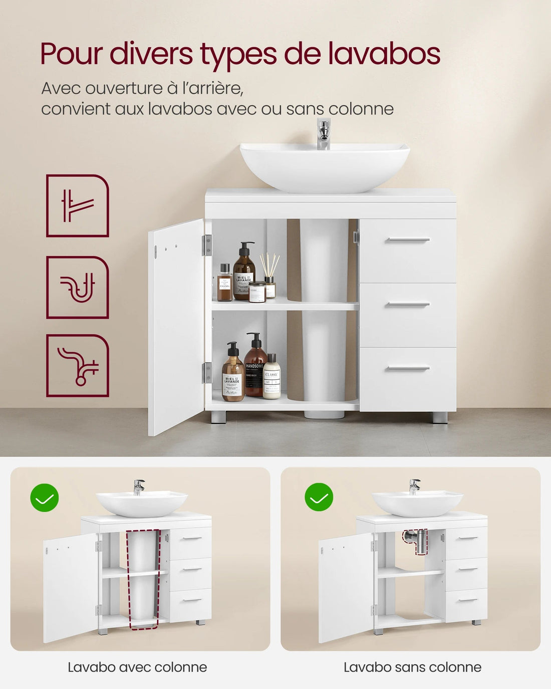 Meuble de rangement salle de bain de luxe - vente privée 14:29Blanc Nuage;200007763:201336101