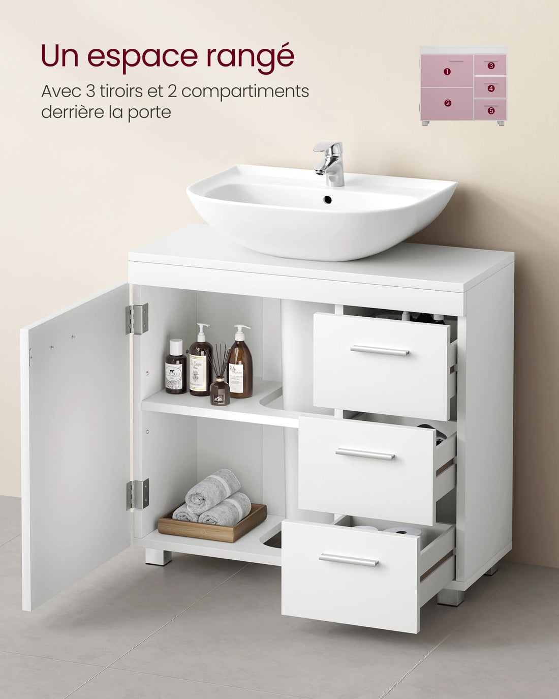 Meuble de rangement salle de bain de luxe - vente privée 14:29Blanc Nuage;200007763:201336101