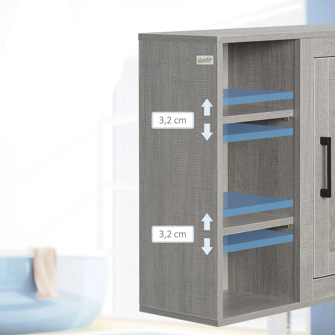 Meuble de rangement salle de bain en bois mural 48X20X50 cm - vente privée 14:200006151Gray;200007763:201336104