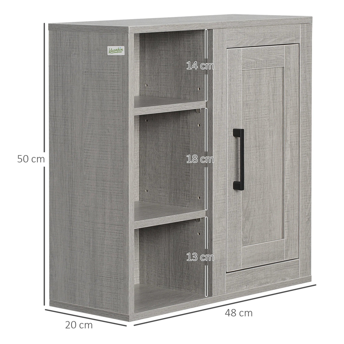 Meuble de rangement salle de bain en bois mural 48X20X50 cm - vente privée 14:200006151Gray;200007763:201336104