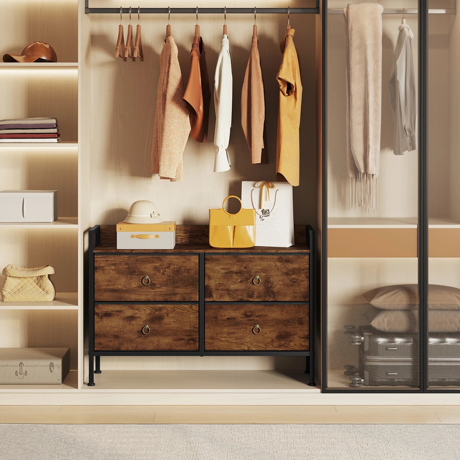 Meuble de rangement vintage marron à structure métallique - 14:202530808Rustic Brown;200007763:201336101