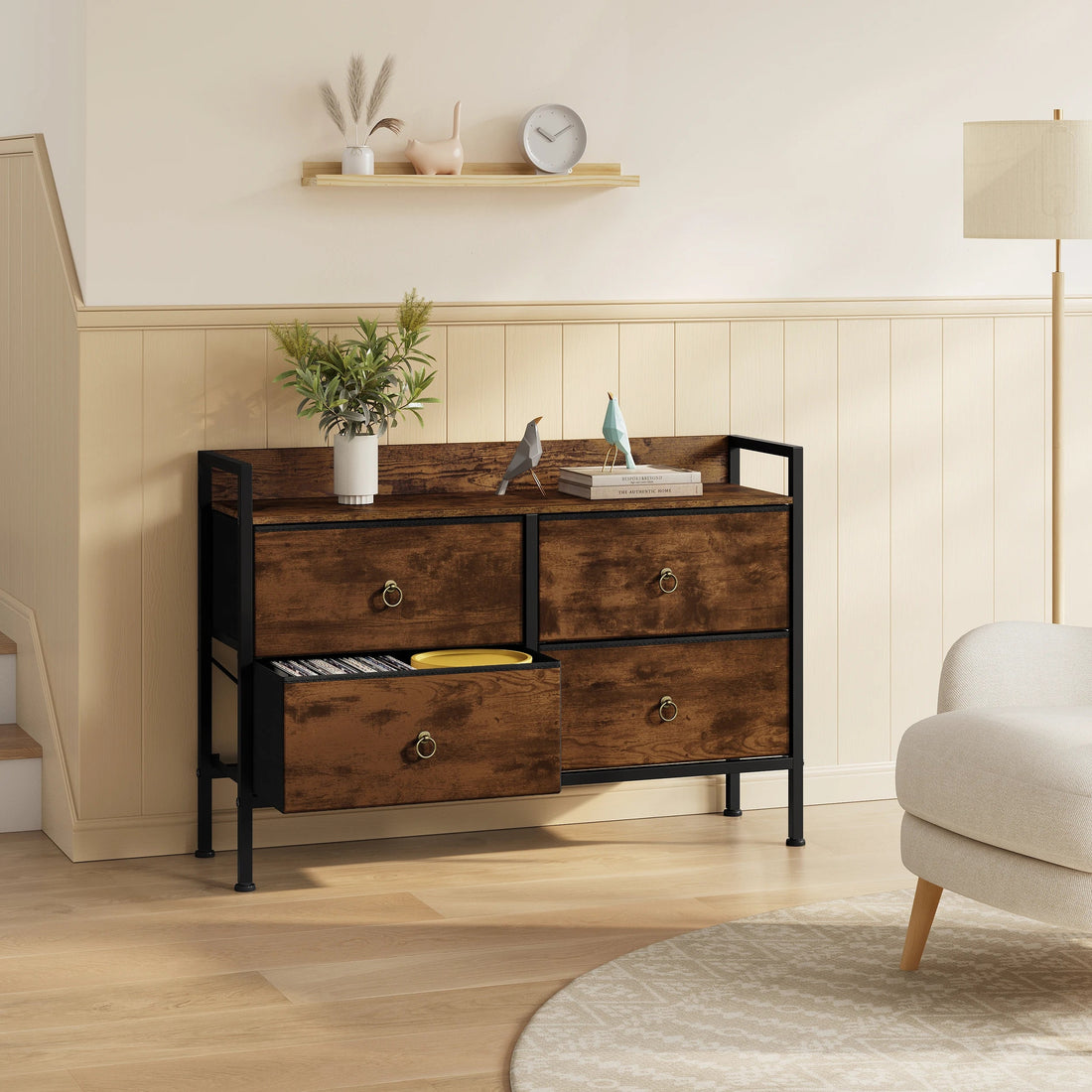 Meuble de rangement vintage marron à structure métallique - vente privée 14:202530808Rustic Brown;200007763:201336101