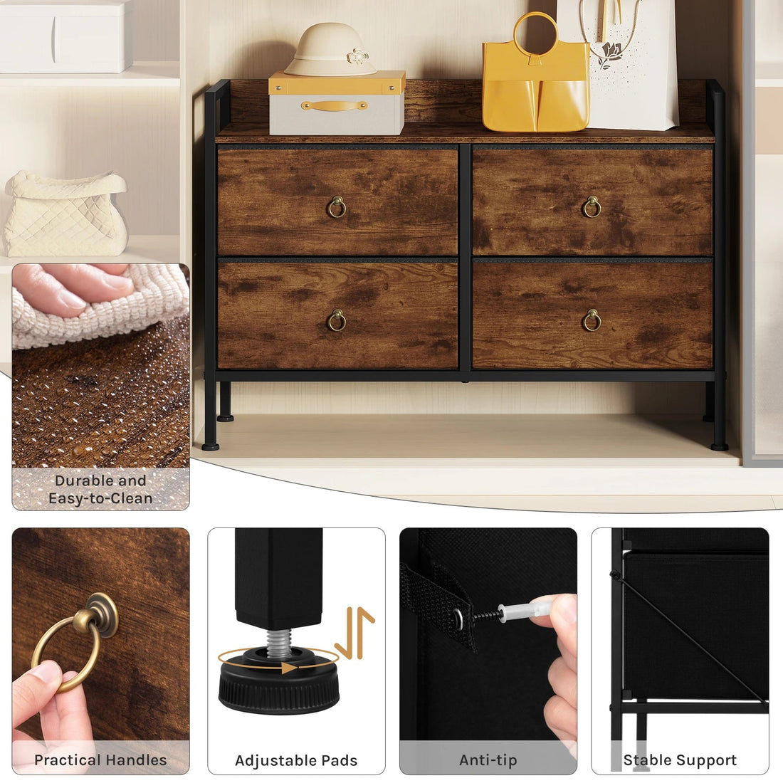 Meuble de rangement vintage marron à structure métallique - vente privée 14:202530808Rustic Brown;200007763:201336101