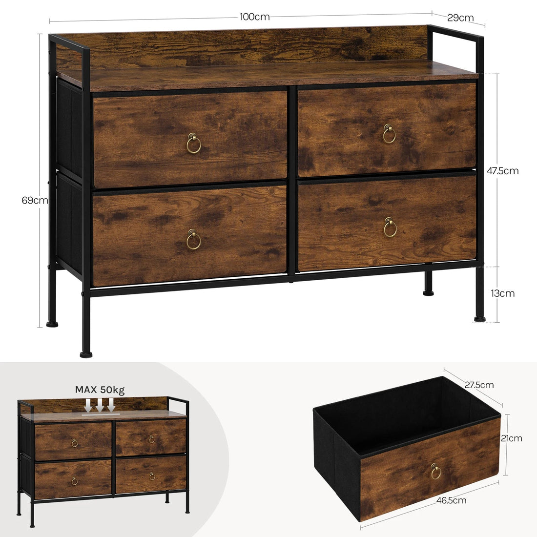 Meuble de rangement vintage marron à structure métallique - vente privée 14:202530808Rustic Brown;200007763:201336101