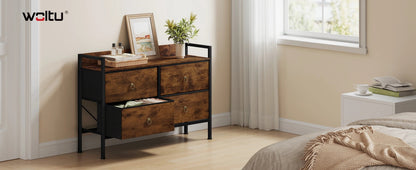 Meuble de rangement vintage marron à structure métallique - 14:202530808Rustic Brown;200007763:201336101