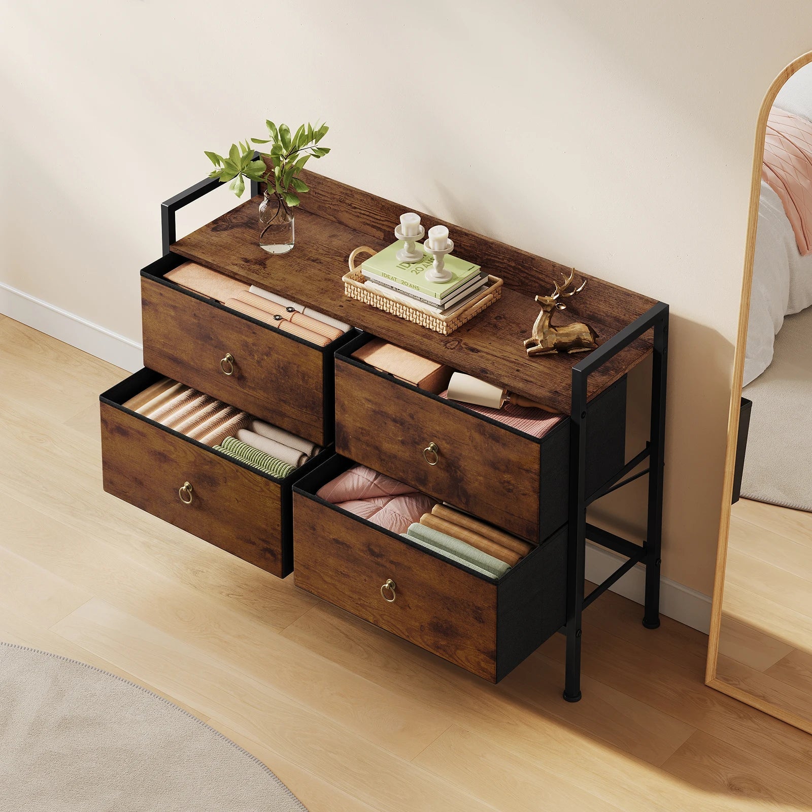 Meuble de rangement vintage marron à structure métallique - 14:202530808Rustic Brown;200007763:201336101