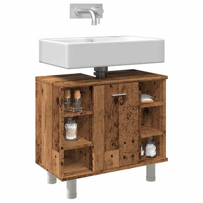 Meuble salle de bain ancien en bois 60x32x53.5 cm - vente privée 14:365458;200007763:201336343