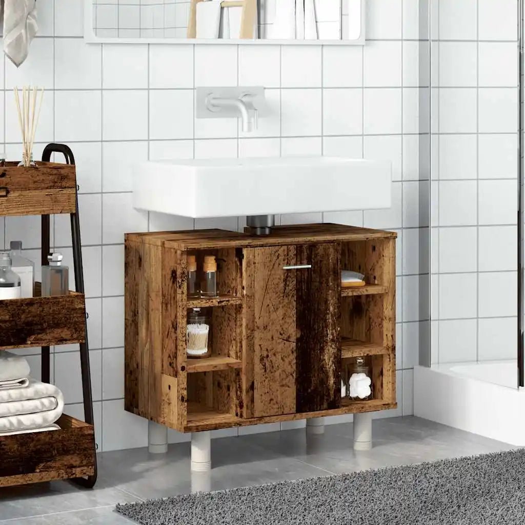 Meuble salle de bain ancien en bois 60x32x53.5 cm - vente privée 14:365458;200007763:201336343