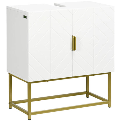 Meuble salle de bain avec 2 portes et pieds en acier 60x30x65cm - vente privée 14:-1;200007763:201336104