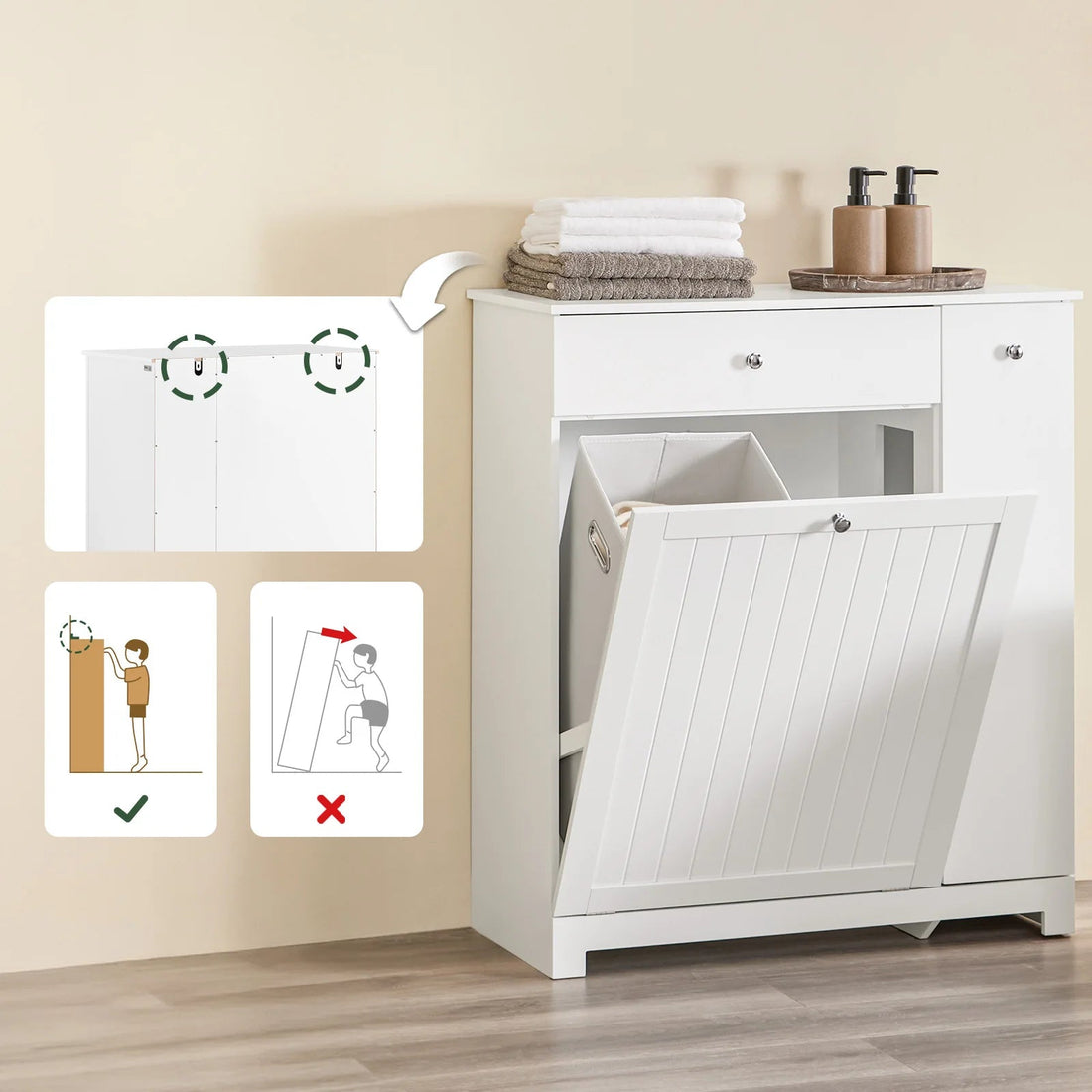 Meuble salle de bain avec bac à linge 78x38x90cm - vente privée 14:29;200007763:201336101