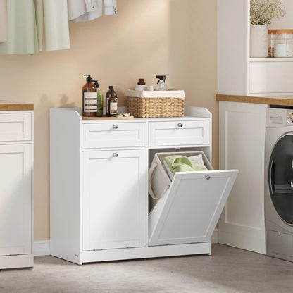 Meuble salle de bain avec panier linge - vente privée 14:29Blanc Nuage;200007763:201336101