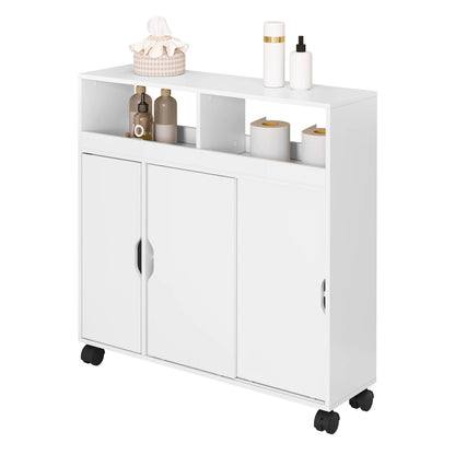 Meuble salle de bain avec portes coulissantes blanches - 70x71.5x20cm - vente privée 14:29;200007763:201336101