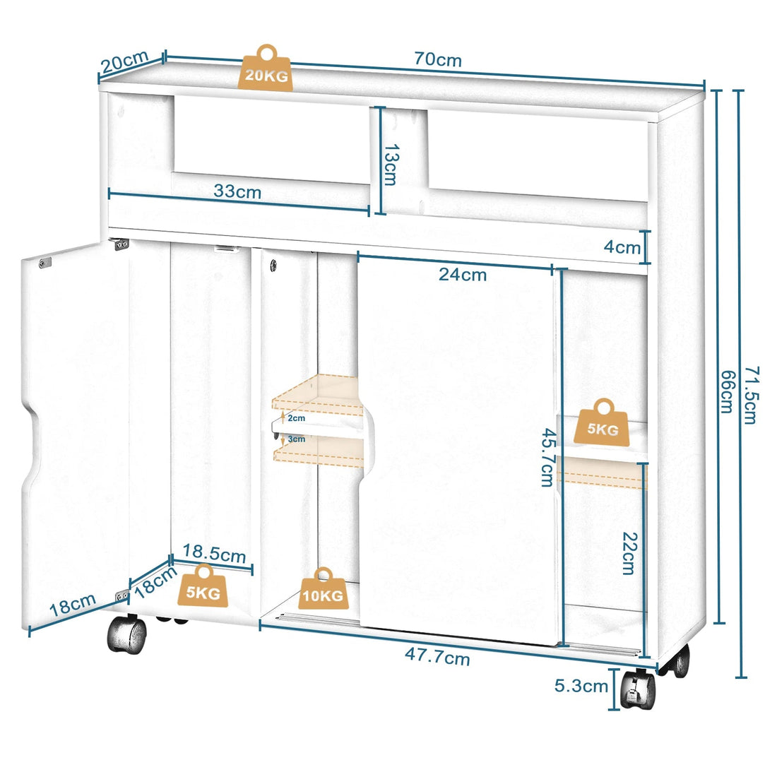 Meuble salle de bain avec portes coulissantes blanches - 70x71.5x20cm - vente privée 14:29;200007763:201336101