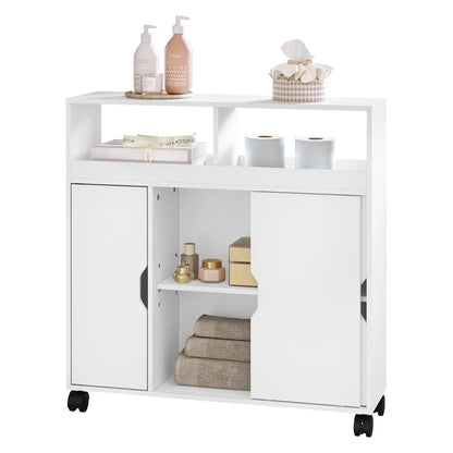 Meuble salle de bain avec portes coulissantes blanches - 70x71.5x20cm - vente privée 14:29;200007763:201336101