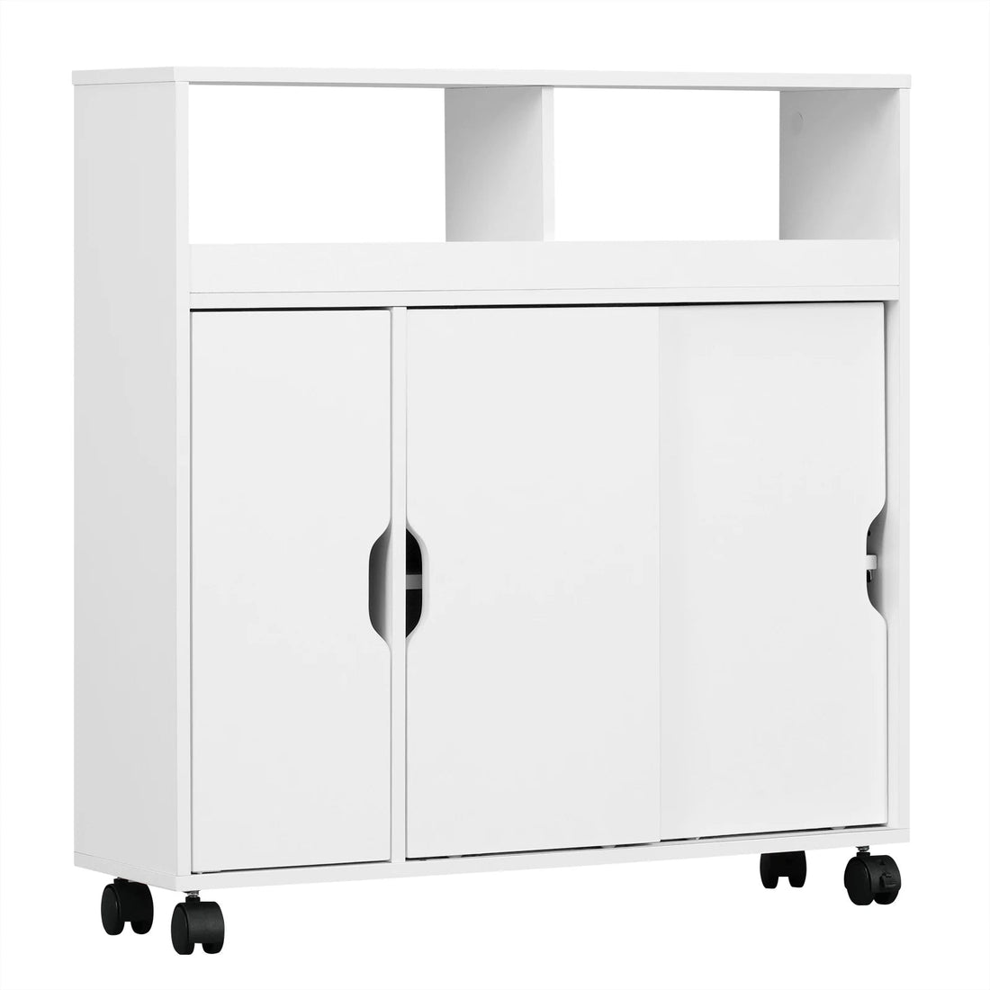 Meuble salle de bain avec portes coulissantes blanches - 70x71.5x20cm - vente privée 14:29;200007763:201336101