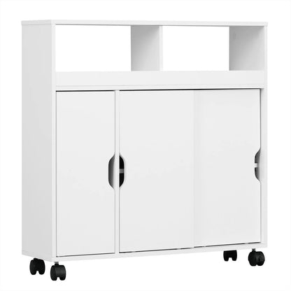 Meuble salle de bain avec portes coulissantes blanches - 70x71.5x20cm - vente privée 14:29;200007763:201336101