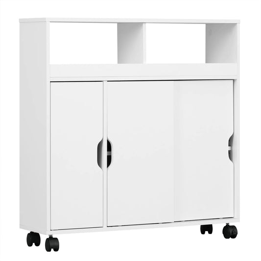 Meuble salle de bain avec portes coulissantes blanches - 70x71.5x20cm - vente privée 14:29;200007763:201336101