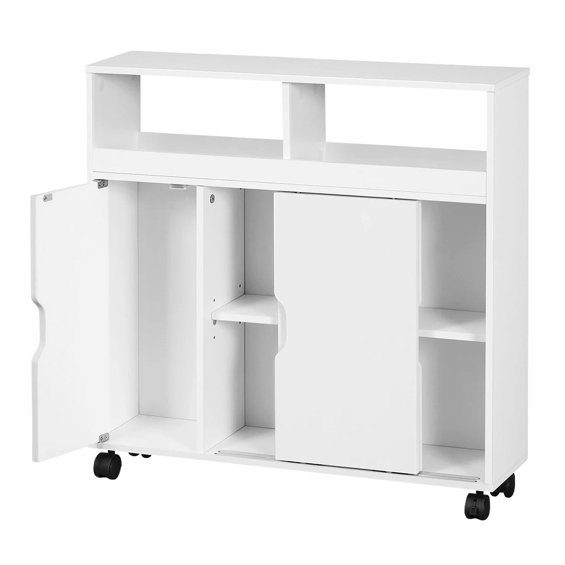 Meuble salle de bain avec portes coulissantes blanches - 70x71.5x20cm - vente privée 14:29;200007763:201336101