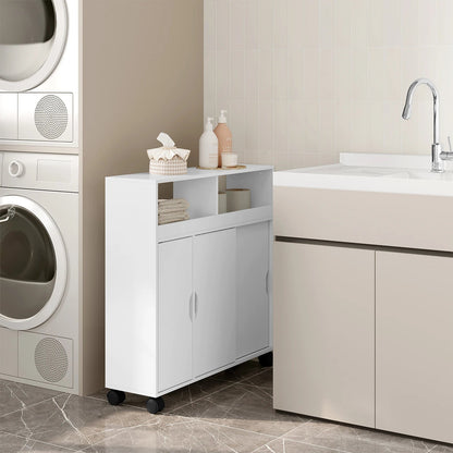 Meuble salle de bain avec portes coulissantes blanches - 70x71.5x20cm - vente privée 14:29;200007763:201336101