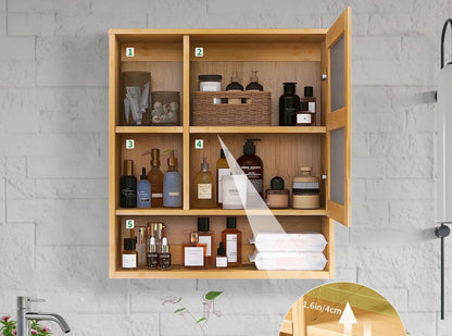 Meuble salle de bain bambou moderne idéal pour médicaments - vente privée 14:29Natural Wood;200007763:201336101