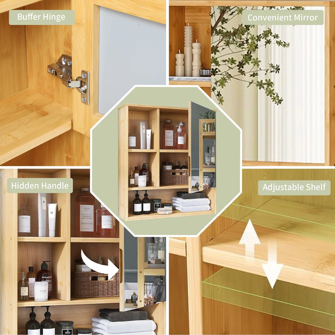 Meuble salle de bain bambou moderne idéal pour médicaments - vente privée 14:29Natural Wood;200007763:201336101