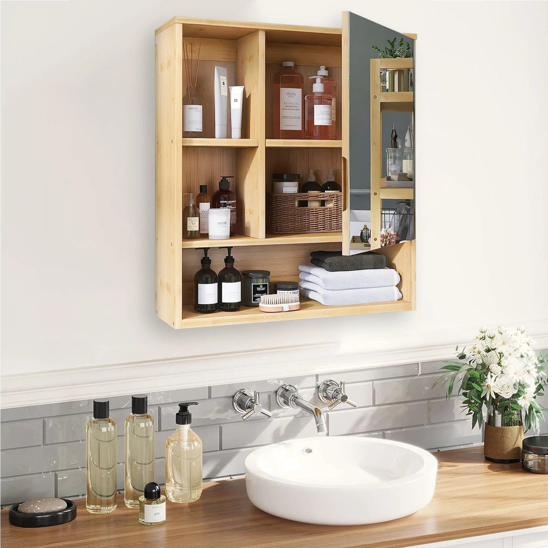 Meuble salle de bain bambou moderne idéal pour médicaments - vente privée 14:29Natural Wood;200007763:201336101