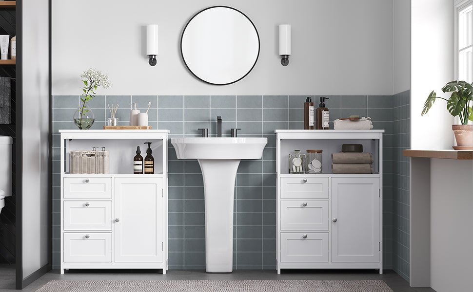 Meuble salle de bain bas avec 3 Tiroirs 60 x 30 x 80 cm, Blanc - vente privée 14:29;200007763:201336342
