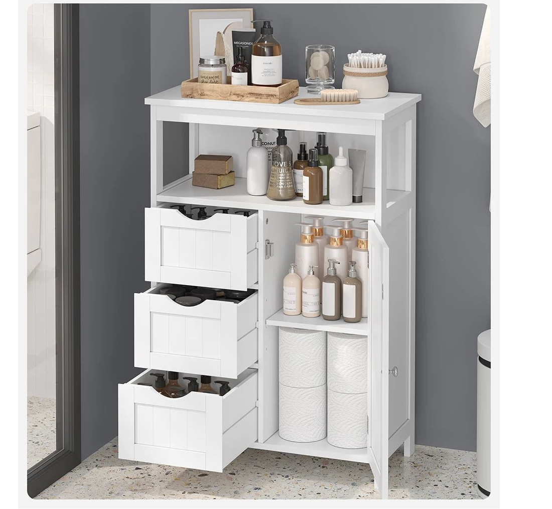 Meuble salle de bain bas avec 3 Tiroirs 60 x 30 x 80 cm, Blanc - vente privée 14:29;200007763:201336342